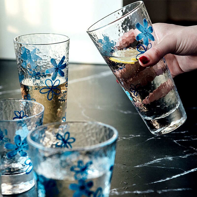 Japansk handmålad glas hammare fruktjuice vin kopp te vatten drickskopp