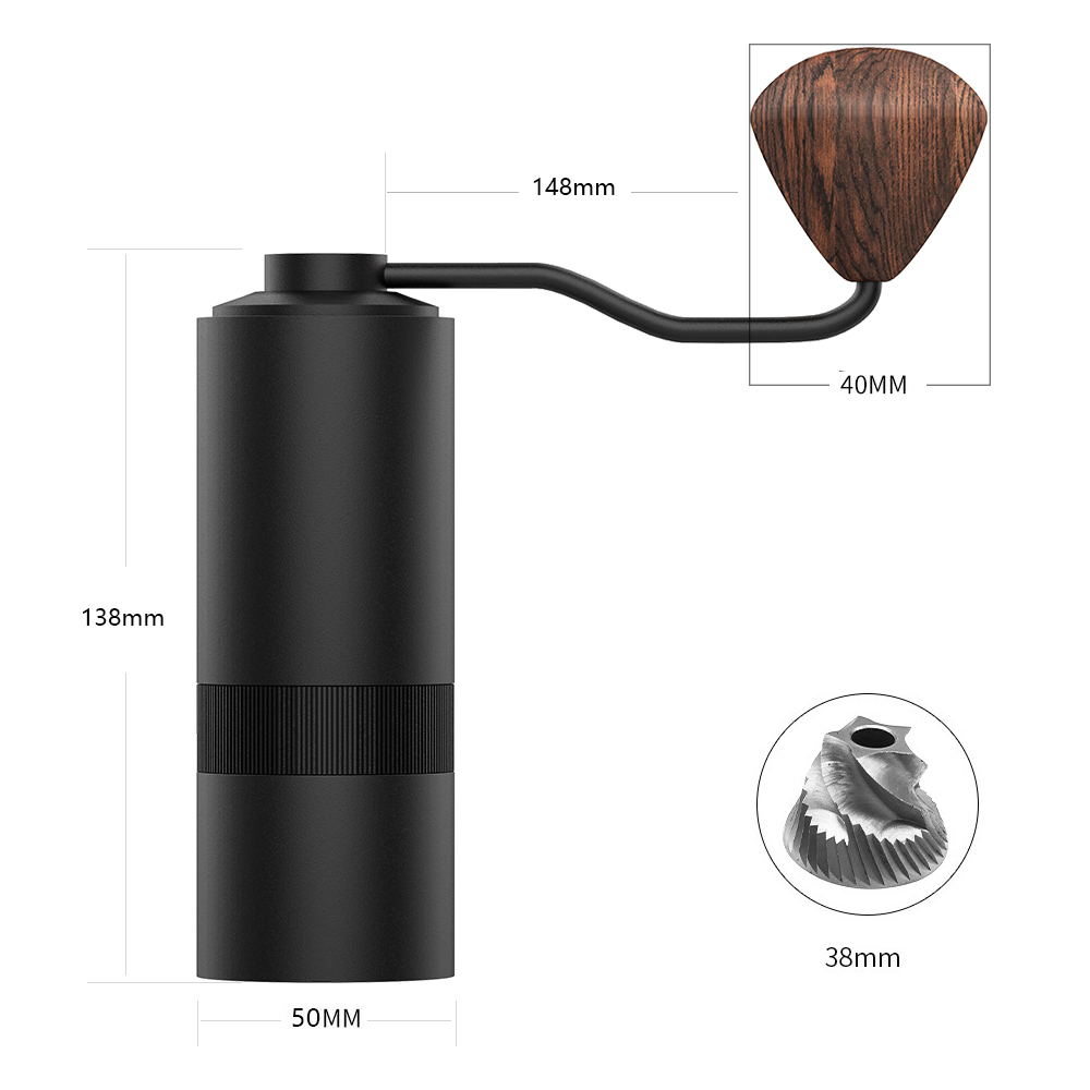 Coffee Grinder Mini Stainless Steel Burr-CNC Hand Manual Coffee Grinder Bean Machine Burr Grinders Mill Kitchen Coffee Machine: Black