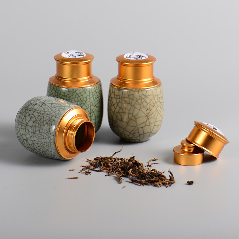Celadon-latas selladas pequeñas para café, envases de metal para cereales, frutas secas, mini tanque de almacenamiento portátil para el hogar