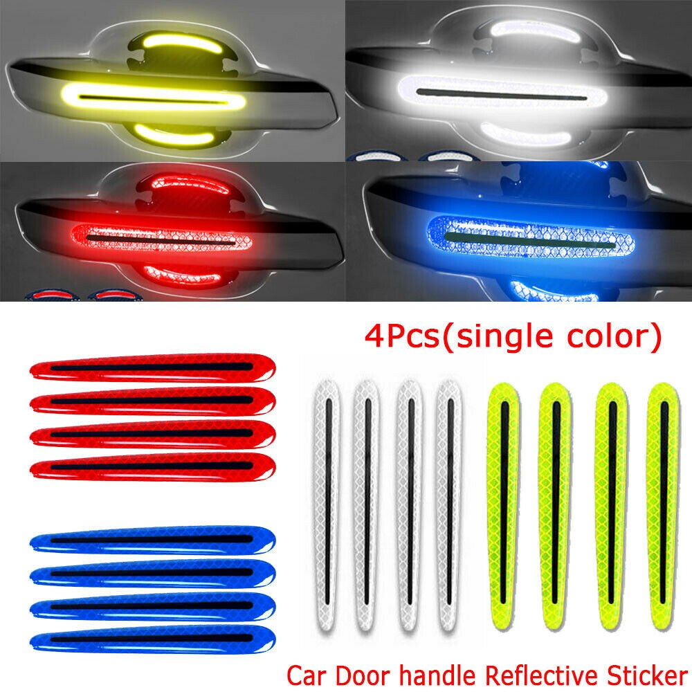 4pcs Set Reflective Stickers Distance Night Safety Strip Warning Decal