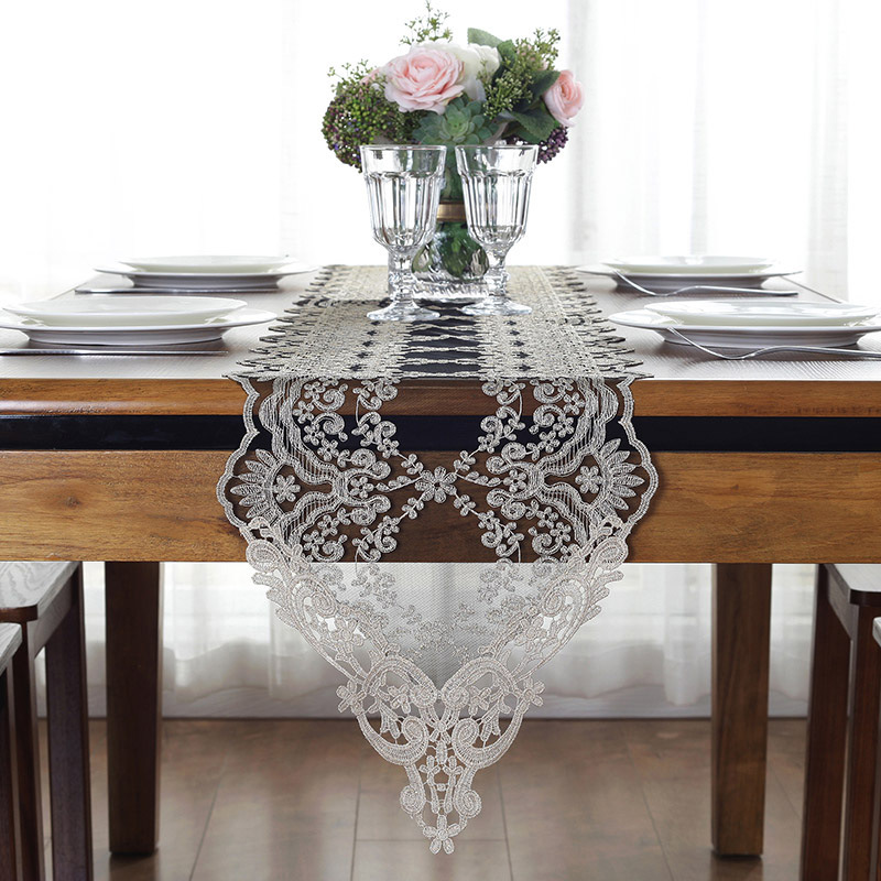 White/Black Lace Table Runner Embroidery Table Runners Modern Home Decor Table Decor Cover chemin de table mariage