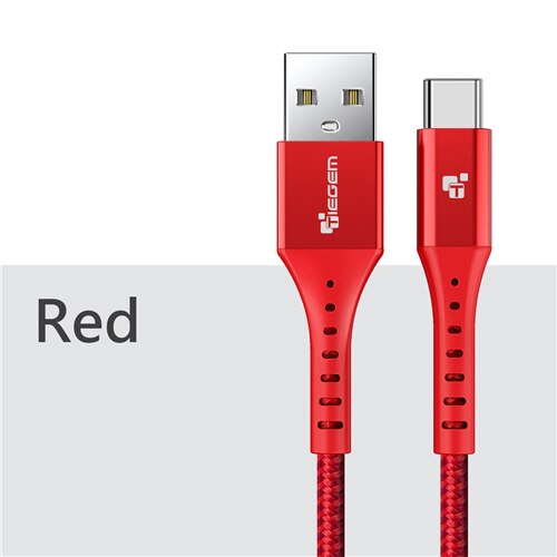 TIEGEM rodzaj usb C kabel do Samsung S9 S8 szybkie ładowanie typu C z ładowaniem telefonu komórkowego drut usb C kabel do xiaomi mi9 Redmi note 7: Red / 3 m