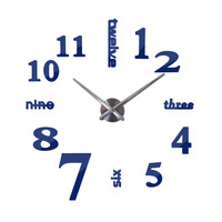 Neue wanduhr uhren reloj de gekürzt uhr 3d diy Acryl spiegel Aufkleber Quarz Moderne Heimat Dekoration freies: Blau / 37Zoll
