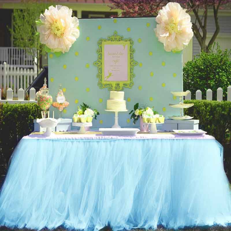 Tulle Tutu Table Skirt Tulle Tableware for Wedding Decoration Baby Shower Party Wedding Table Skirting Home Textile 91.5x80cm