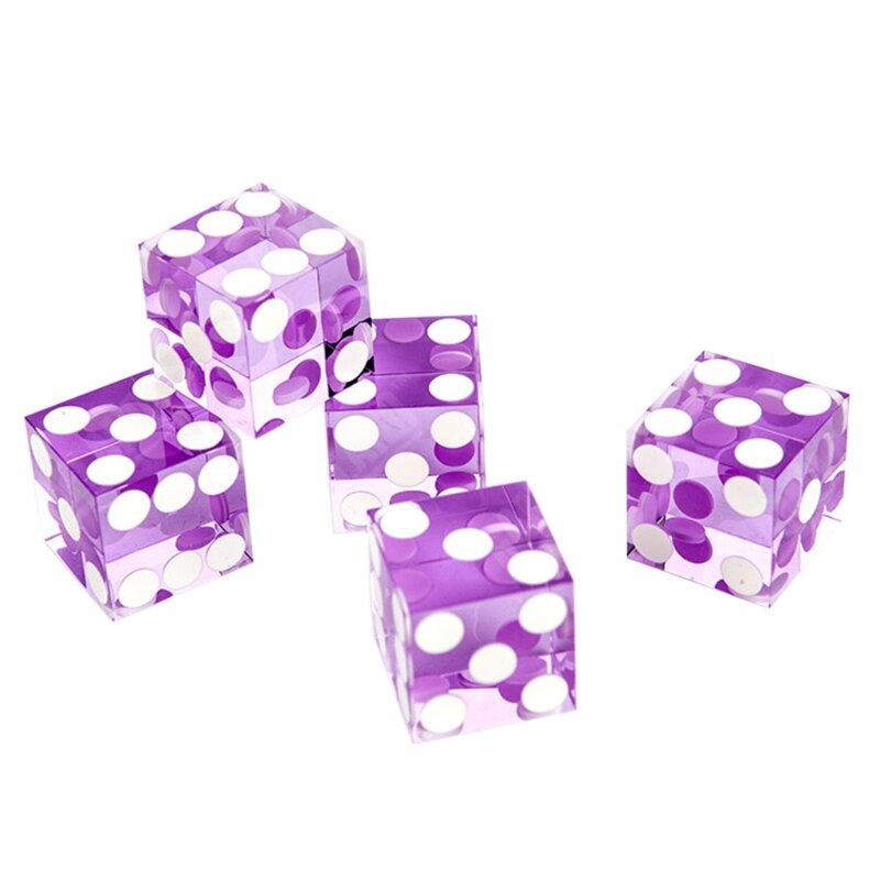 5pcs/set High-grade Acrylic Transparent Dice Six Sided D6 19mm Game Dice with Razor Edges