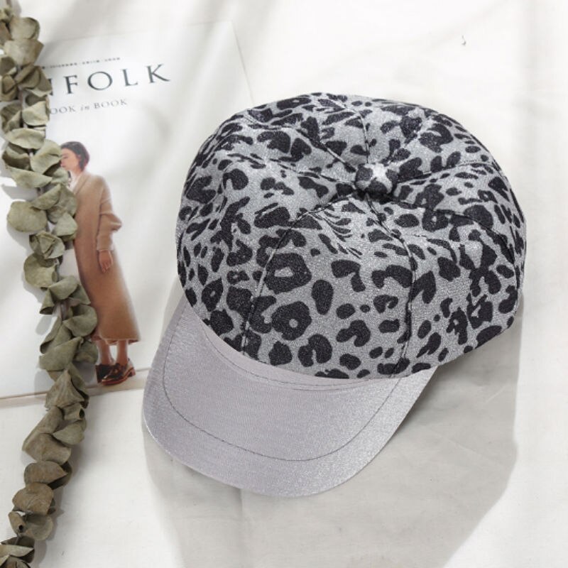 Style Leopard Print Hat Winter Cap Wool Hat Women Button Cap Casual Streetwear Fat Cap Autumn Berets Hat Cap