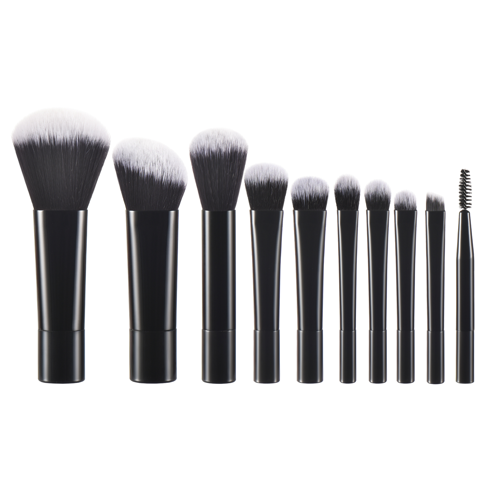 10 Mini brocha de maquillaje negra, herramienta de maquillaje portátil de viaje, esponja de maquillaje, brocha de palma, juego de herramientas de maquillaje: plum