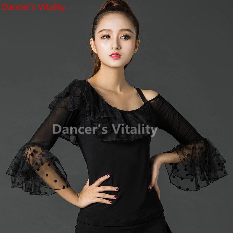 Modern Lace Long Sleeve Modern Latin Dance Clothes Top for Women/female/girl, Tango Samba Ballroom Costume performance wear