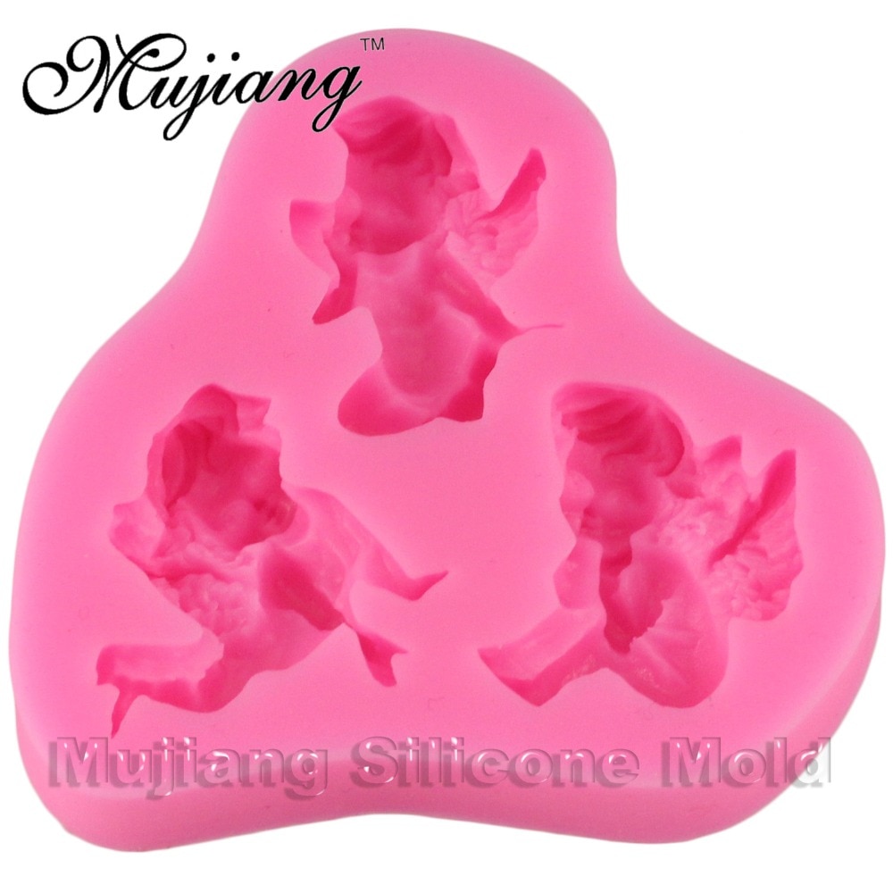 Mujiang 3 Stks Angel Cupcake Fondant Cake Decorating Gereedschap Silicone Bakken Gumpaste Chocolade Snoep Polymeer Klei Mallen XL329