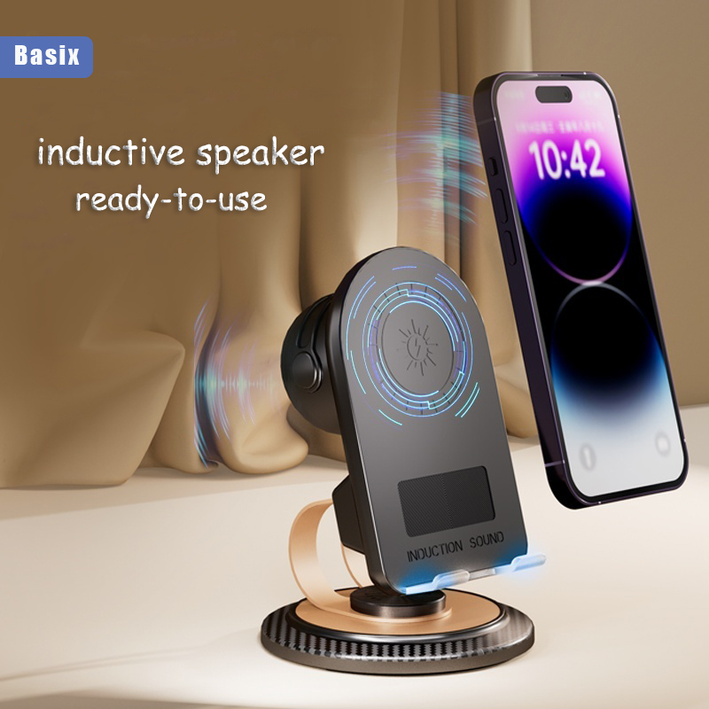Induction Speaker For Phone Holder Multi-functional Induction Wireless Audio Phone Holder for iPhone Android Inductio Playback
