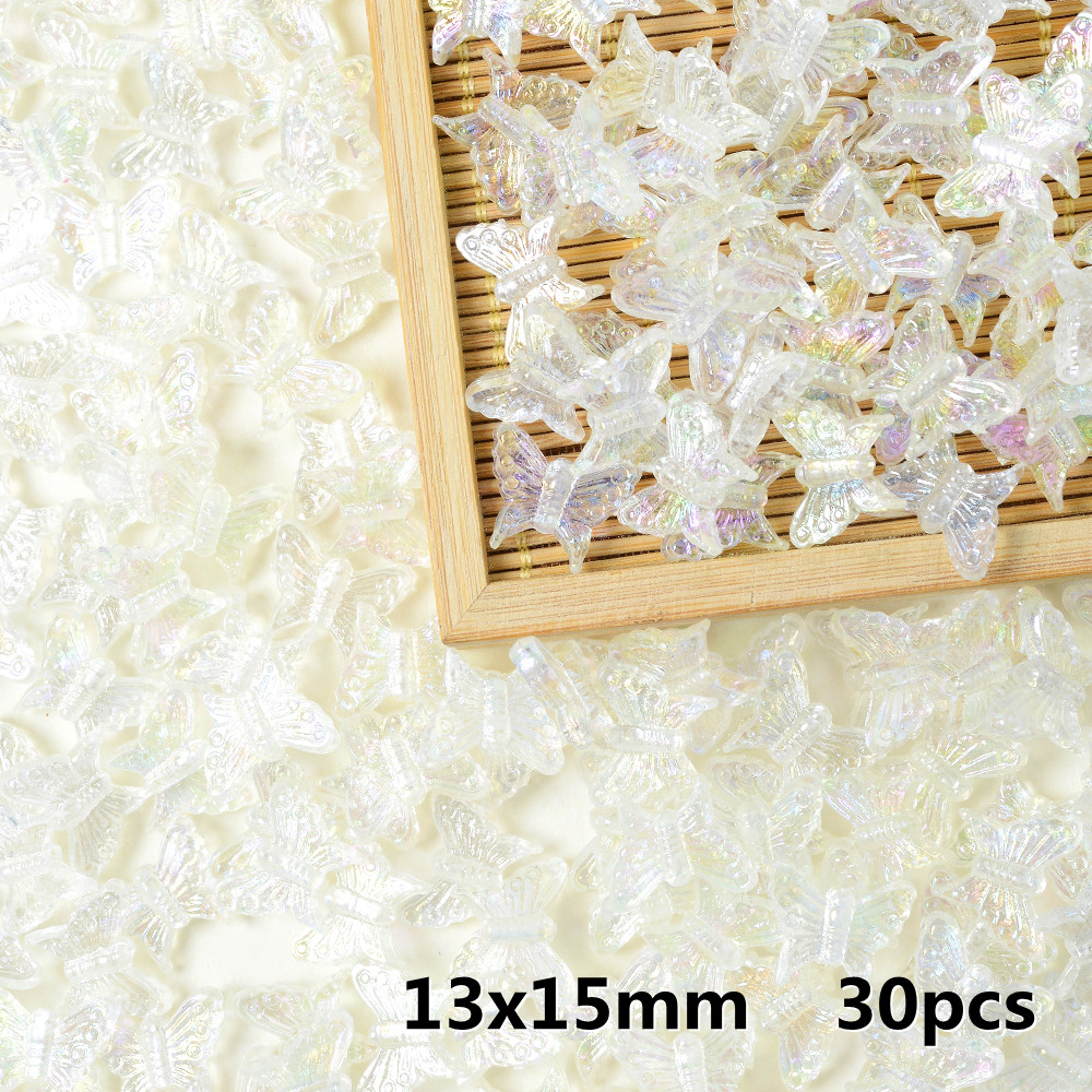 IYOE – mélange de perles papillon AB en cristal acrylique, perles d'espacement amples pour la fabrication de bijoux, épingle à cheveux, accessoires de bricolage faits à la main: GRIS