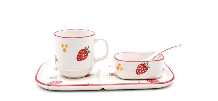 Breakfast Salad Plate Dinner Dish Set Fruit Pattern Steak Plates Coffee Cup Morning Home Hotel Ceramic Food Dish Tray Restaurant: 003