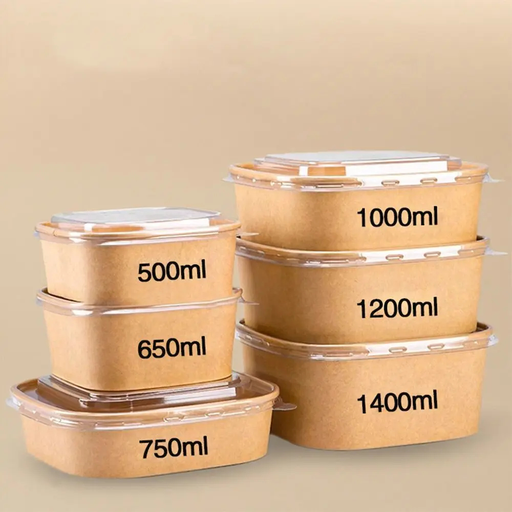 Quadratische Kraftpapier-Quadrat-Lunchbox, Einweg-Lunchbox, schnell-Lebensmittel-Verpackungsbox, Papierschalen mit Deckel, quadratische Bento-Boxen für Höhle Haushalt