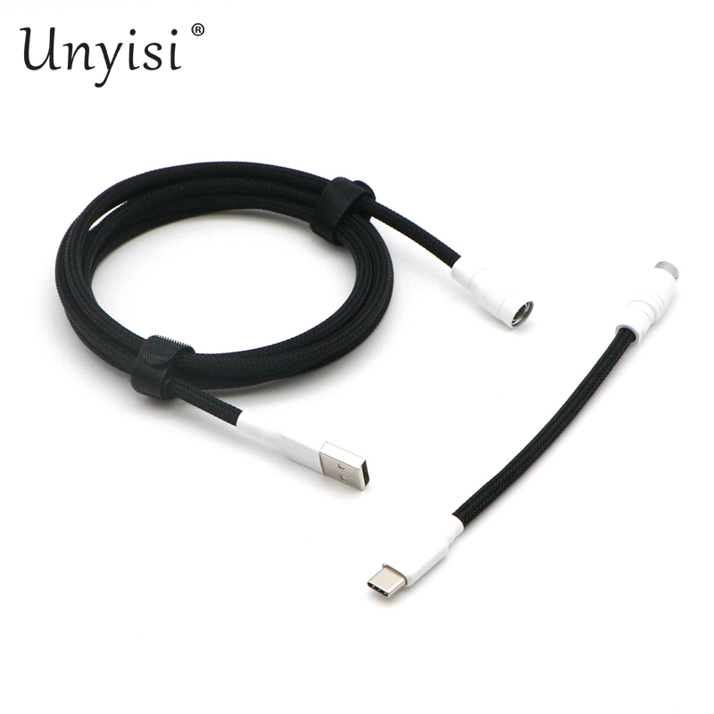 Cable Paracord y PET de doble manga USB-A a USB-C tipo C para teclado mecánico con aviador YC8.: Plata
