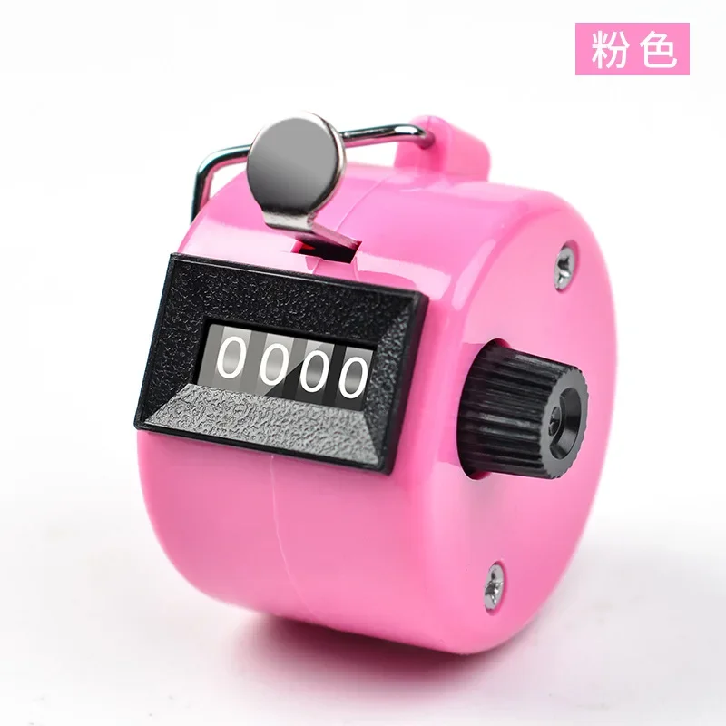 Hand Digitale Teller met Metalen Lap Tally Counter Handheld Clicker 4 Cijfers Chrome Golf Mensen Tellen 4-cijferige Tellers: Roze