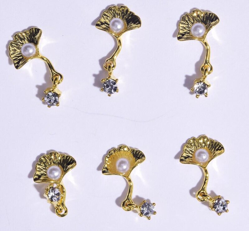 10-16mm 10pcs Zircon Nail Charms Pierced Fingernail Jewelry 14 Styles of Charms Pearl L-Long Reusable nail nail charms: JE426-10pcs