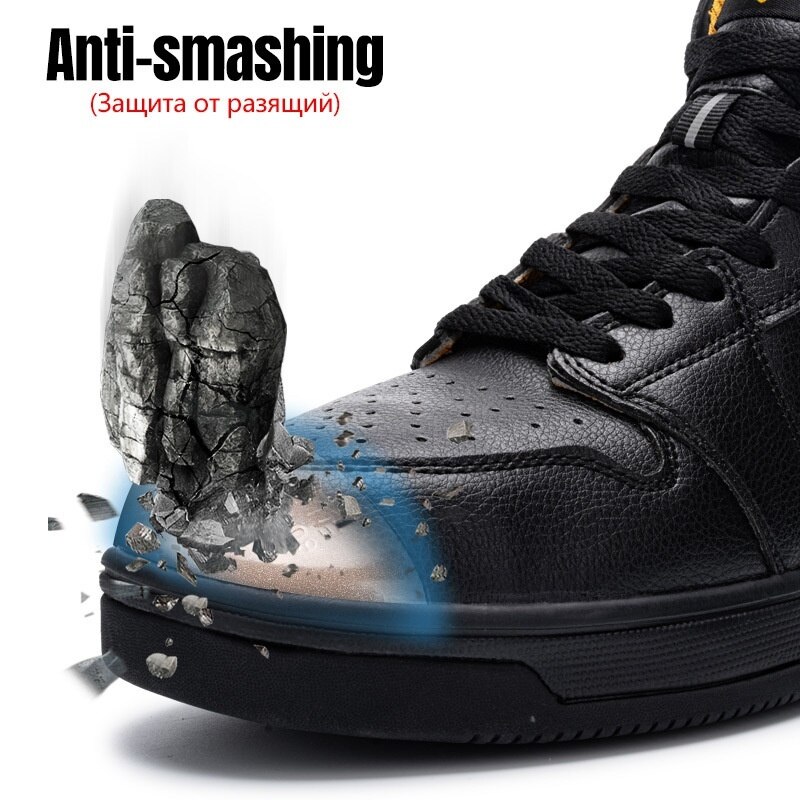 LARNMERN męskie stalowe palec u nogi ochronne buty robocze dla mężczyzn oddychające lekkie przeciwzmarszczkowe antypoślizgowe odblaskowe buty ochronne