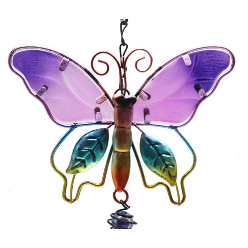 Metal Handmade Butterfly Wind Chime Glass Painted Ornaments Bell Wind Chime Tube Pendant Garden Home Decoration