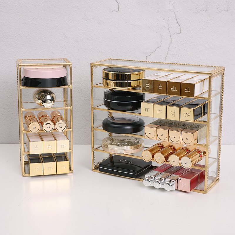 Noordse transparante glazen kwastenhouder, make-up opbergdoos, bureau, boodschappentas, lippenstiftkussen zonder hoes, stofdichte organizer