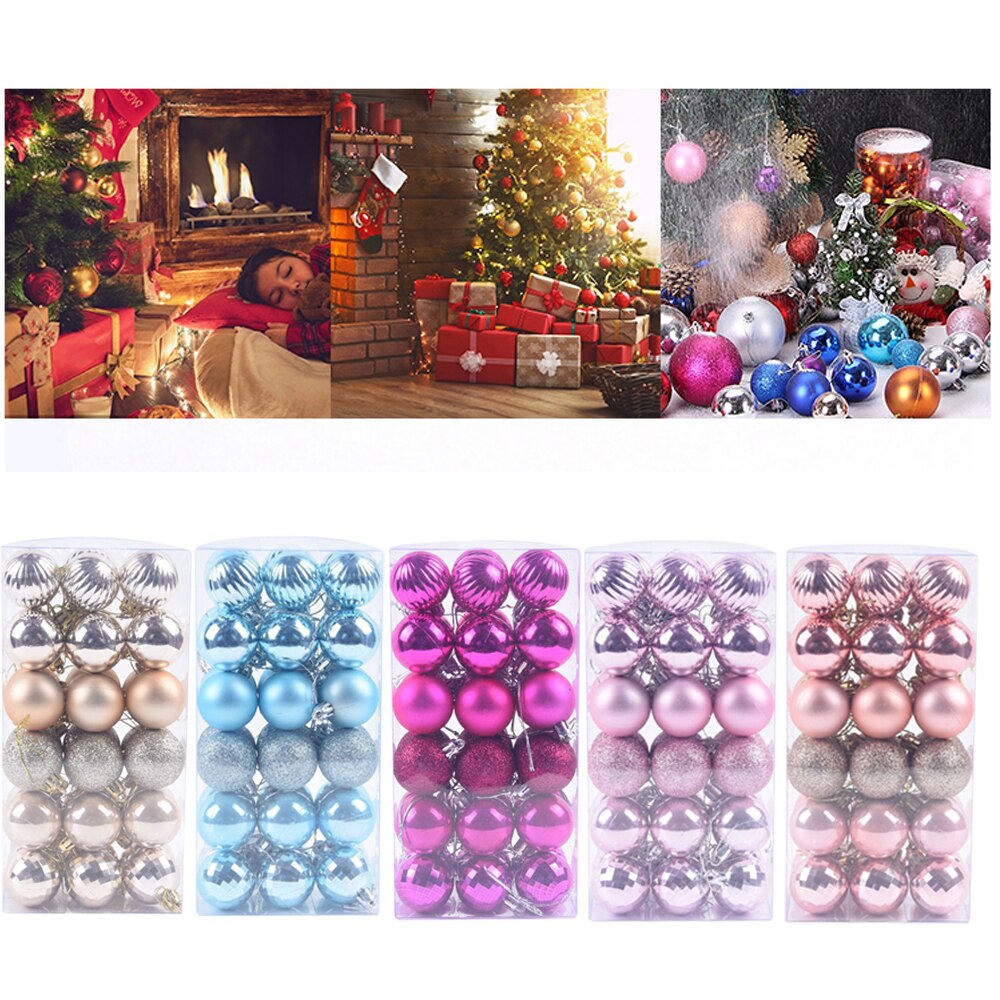 36 Pcs/Set Glitter Christmas Tree Ball Baubles Colorful Xmas Party Home Garden Christmas Decoration Supplies 17 Colors