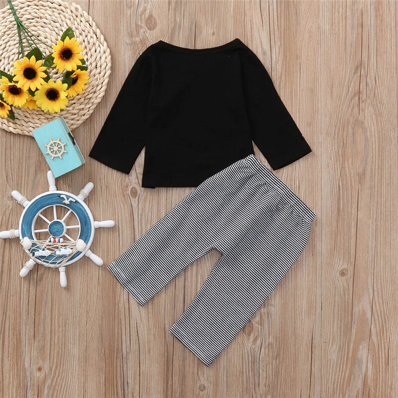 2 pçs da criança do bebê meninas meninos t-shirts + calças listradas conjunto infantil dos desenhos animados coala impressão topos manga longa o-pescoço t outfits a40
