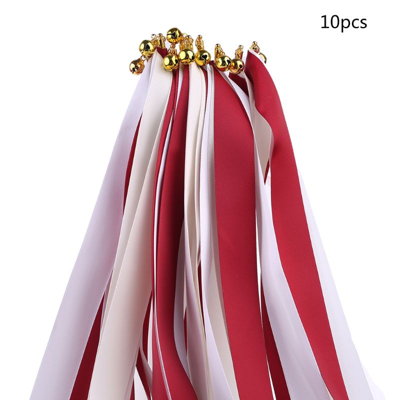 10pcs Twirling Ribbon Wands Colorful Streamers Wedding Party Favor Sticks Bell U2JB: 2