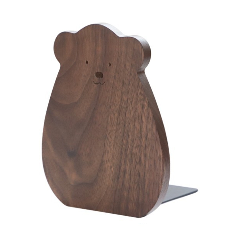 Zware Houten Boekensteun Met Metalen Basis Tijdschrift Boek Display Houder Boekensteun Bureau Ornemants Voor Student Leraar: Black Walnut