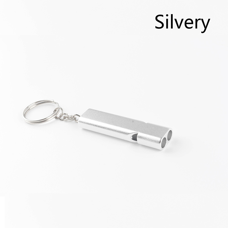 Silbato de supervivencia para fútbol al aire libre, alta Decibelio, portátil, plano, aleación de aluminio, doble frecuencia, herramientas de emergencia para la Naturaleza: Morado