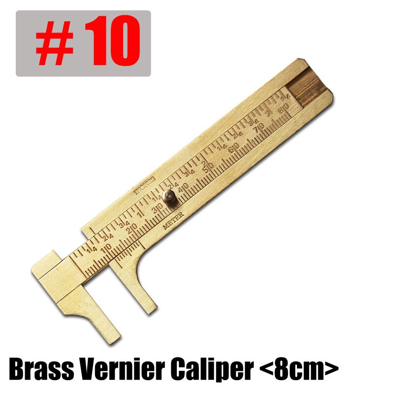 Millimeter / Inches Double Scale Vernier Caliper Ruler Brass Copper Ruler Precision Measuring Instrument DIY Sewing Leather Tool: NO.10
