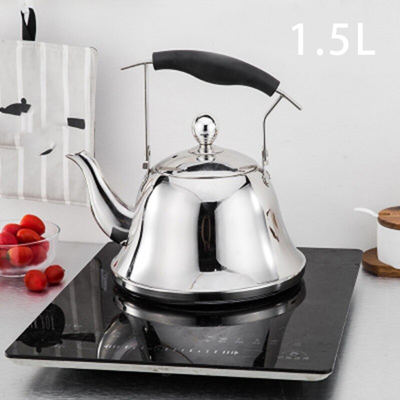 ROESTVRIJ STALEN KOOKPLAAT THEEPOT WATERKOKER VOOR THUIS EN KANTOOR ZILVER 1 ,2L (SILVER
