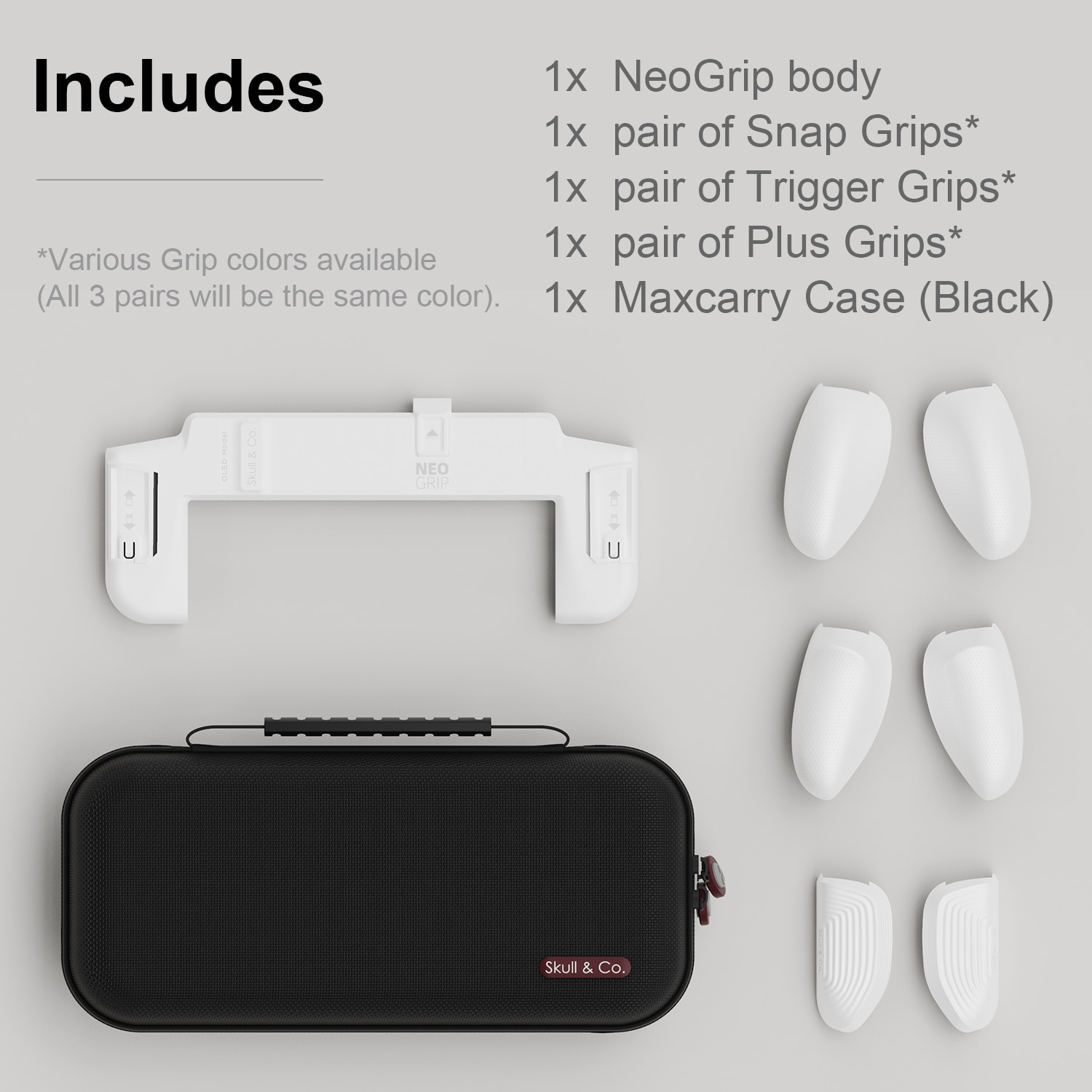 Skull &amp; Co. NeoGrip Bundle Protective Case MaxCarry Case Cover Storage Bag for Nintendo Switch OLED and Regular Switch