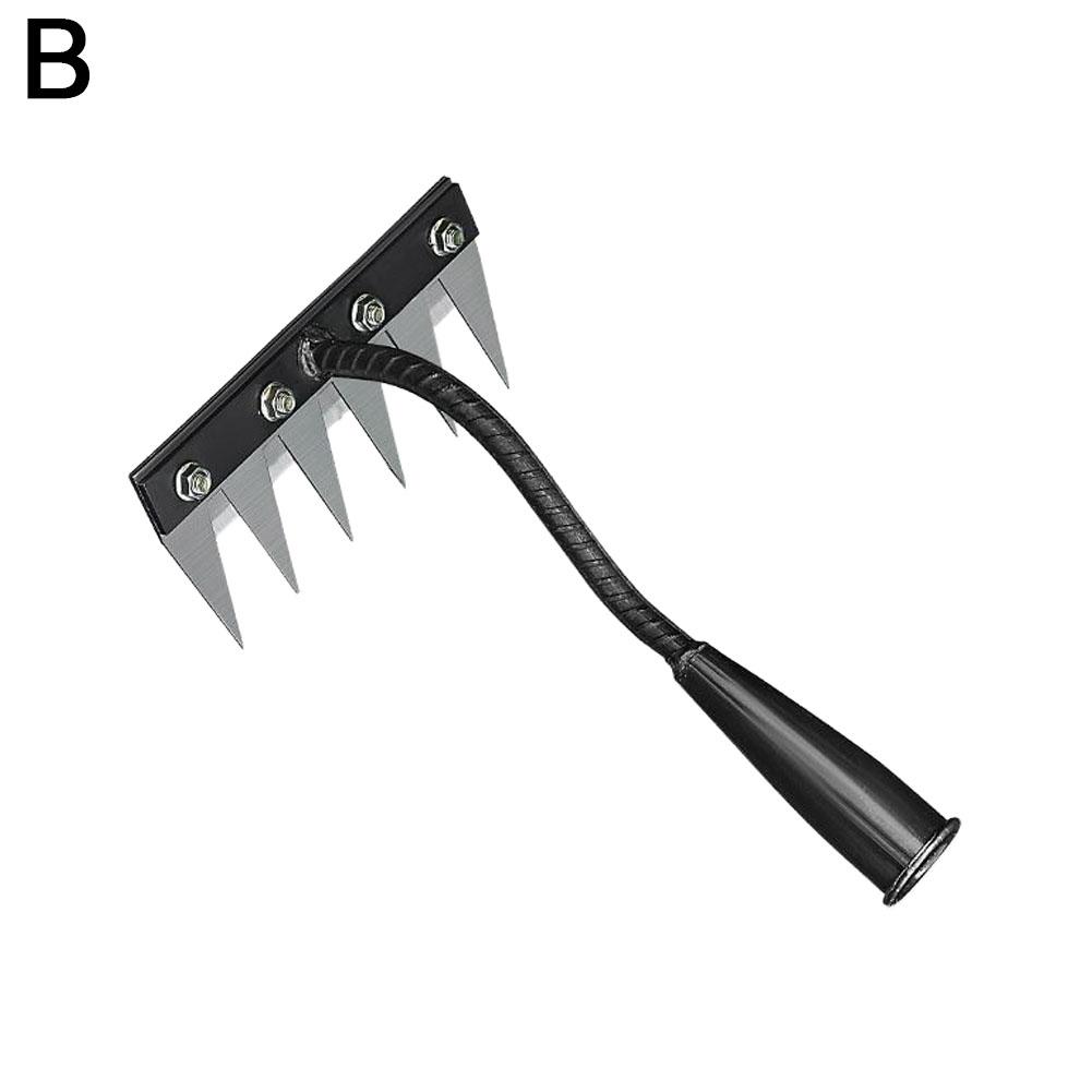 Râteau à main de jardin en acier au carbone, 5/6/7/8 dents, outil agricole, scarificateur de désherbage, herse à ongles agricole, herse en métal, outil de désherbage de jardin: taper 6