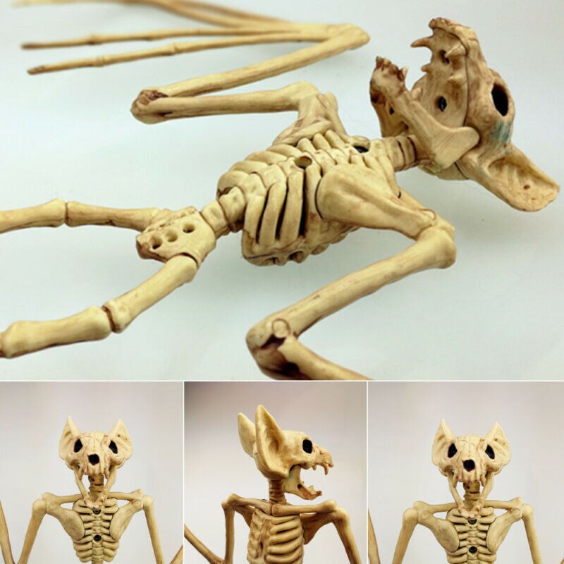 Sales Bat Skeleton Hanging Upside Down Halloween Animal Prop Haunted House Decor