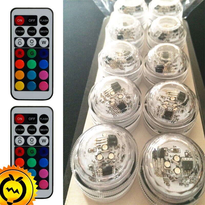 10Pcs Party Thee Mini Led Verlichting Met Batterij Afstandsbediening Dompelpompen Tafellamp Indoor Decoratie Kerst Wedding Verlichting: 10 lights 2 remotes