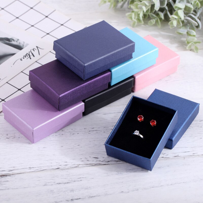 Vierkante Sieraden Doos 7X9X3cm Ketting Ring Box Voor Sieraden Multi Kleuren Sieraden Verpakking Geschenkdozen Oorbel Display Zwart Roze