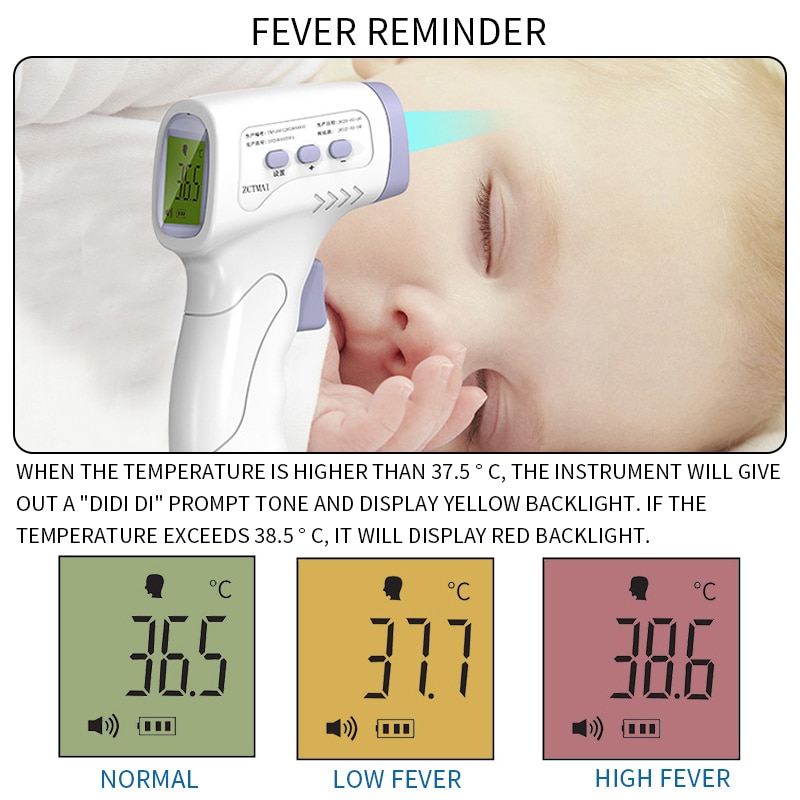 TM-T1601 LCD Infrared Thermometer Non-contact Digital Pyrometer Temperature Point 32~42.9℃