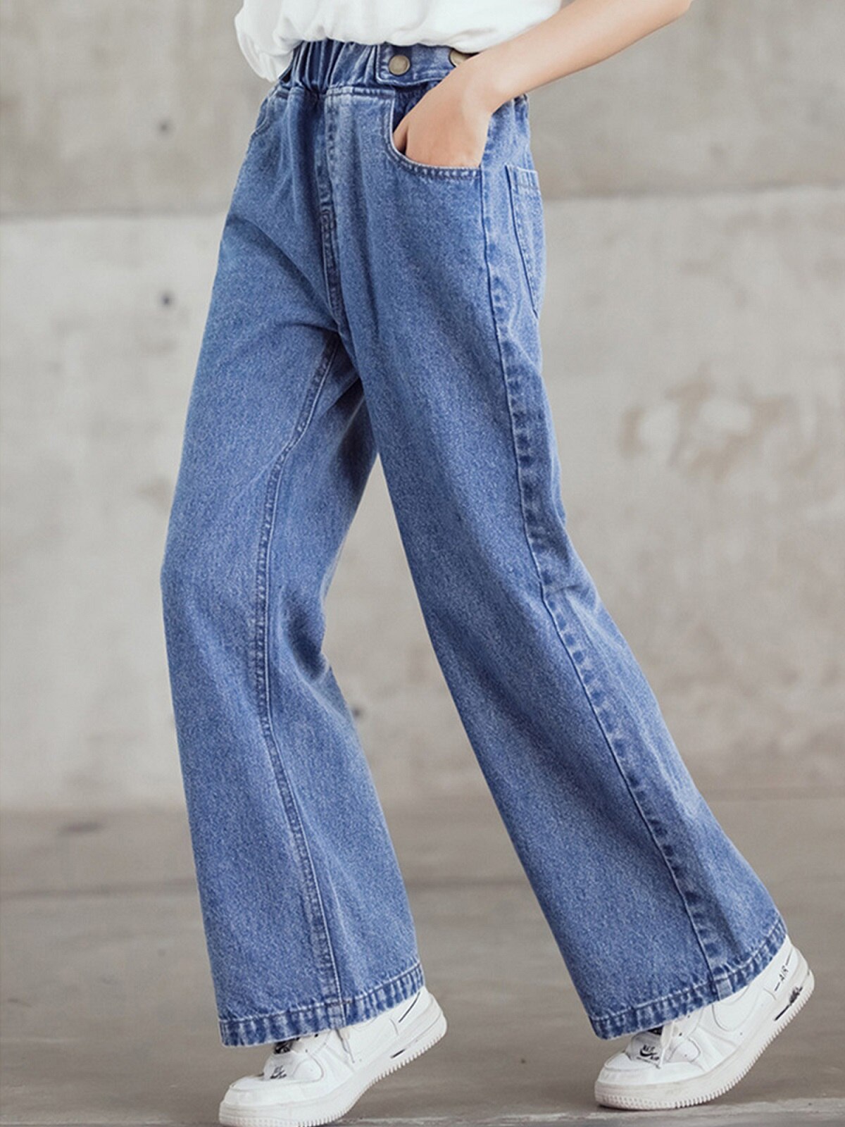 Pantalones vaqueros informales para niña adolescente, pantalón holgado de pierna ancha para niño, 5, 6, 8, 10, 12 y 13 años, primavera y otoño
