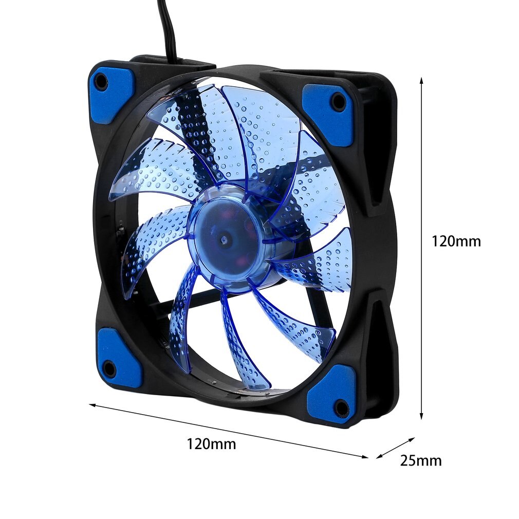 120mm LED Ultra Silent Computer PC Case Fan 15 LEDs 12V With Rubber Quiet Molex Connector Easy Installed Fan