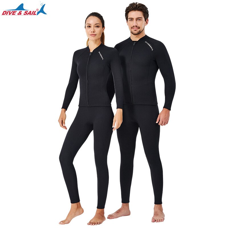 Wetsuit Top Men Women 2mm Long Sleeve Neoprene Wetsuits Jacket Front Zipper Diving Suit for Snorkeling Diving Surfing Kayaking