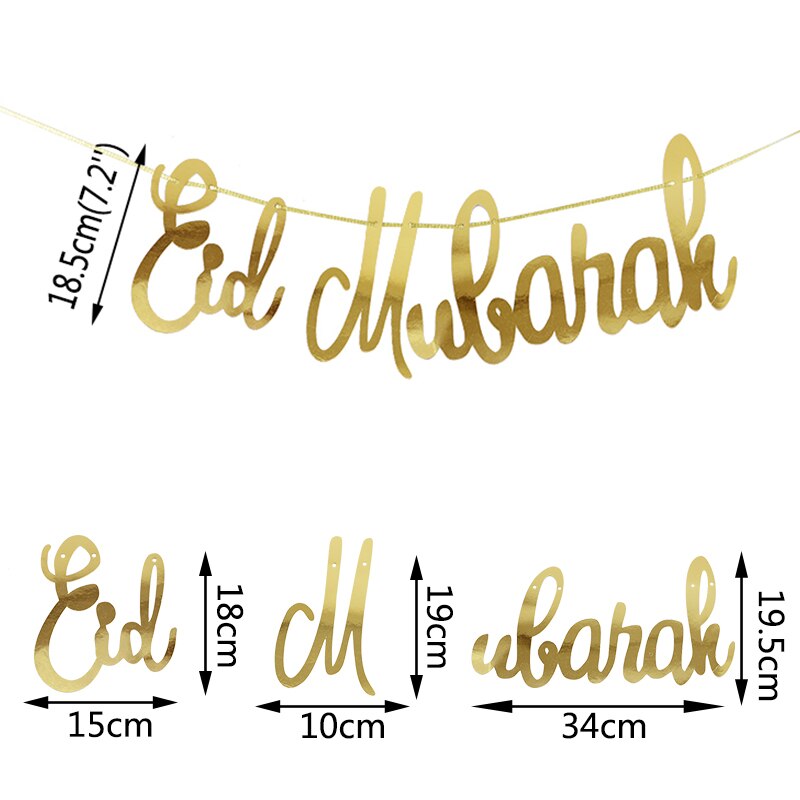Banderole à paillettes EID MUBARAK, 1 lot, banderole en papier, lettres EID, banderole musulmane islamique Mubarak Ramadan, décoration de maison, fournitures de fête: zy594b01