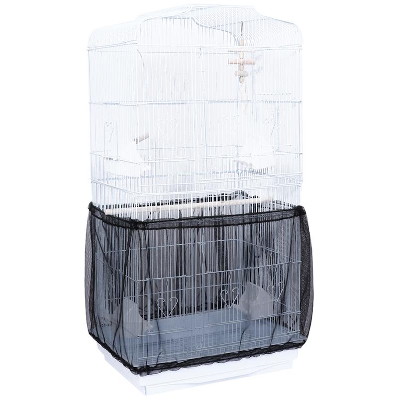 Jaula para pájaros y mascotas, atrapamoscas de semillas, protector ajustable de concha, falda, trampas, cesta, suministros para Paet, cubierta de jaula