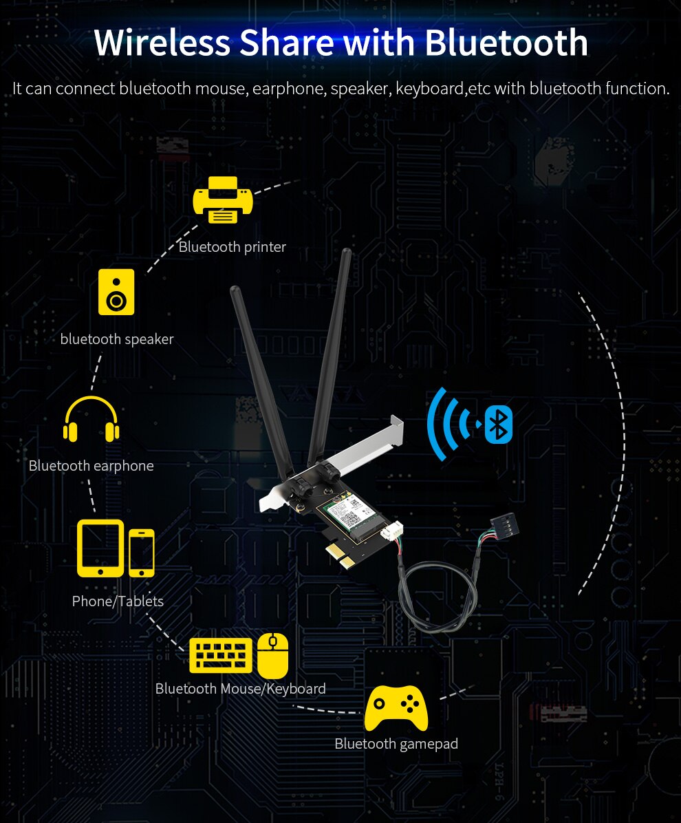 Intel  ax200 wifi adapter 5 ghz wi-fi adapter  ax200 ngw wi fi dongle 5 ghz bluetooth nätverk wifi 6 kort pci express antenn för pc