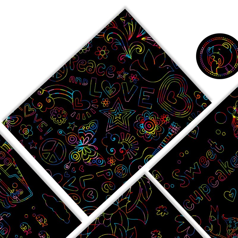 Una varietà di stili Magic Rainbow Art Paper Card set up graffiti template disegno stick fai da te arte pittura giocattoli palestra per bambini