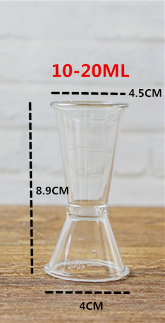 2 stuks Hoge transparantie Bar Wijn Koffie Cocktail Shaker Jigger Enkele Double Shot Drink Mixer Wijn Pourers Measurer Cup Bar gereedschap: S