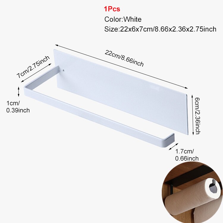 Suporte de toalha de papel ganchos cozinha organizador de armazenamento gadget conjunto ferramentas gabinete utensílio coisas acessórios suprimentos: White A