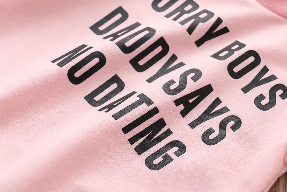 3 stk baby tøj sæt til babyer 0-4t forårs efterår far siger ingen dating toppe+leopard print bukser+pandebånd til piger til piger
