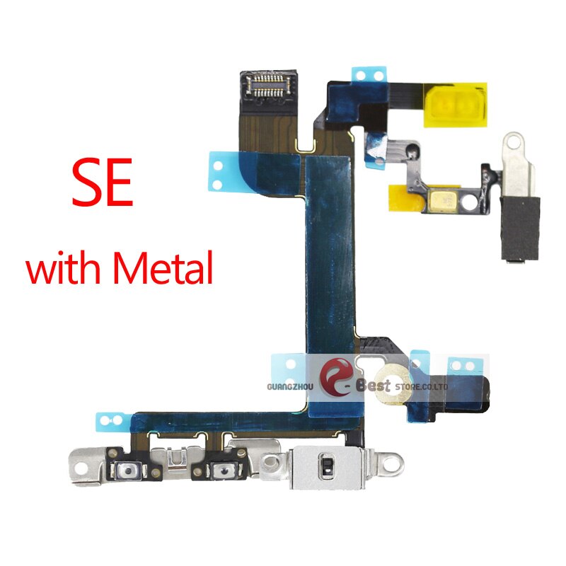 Power Flex dla iPhone 5G SE 6 6s 7 8 Plus 7G 8G 6G X XR XS MAX wyciszenie i przycisk głośności klucz przełącznika przewód zasilający z części metalowe: For SE Metal