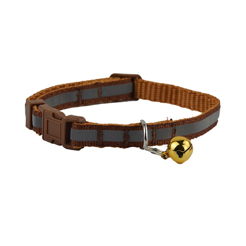 2 maten Nylon Reflecterende Halsband Kleine Kant Hond Kat Poppy Huisdier Kraag met Bel: Brown / Neck    27  to 42cm