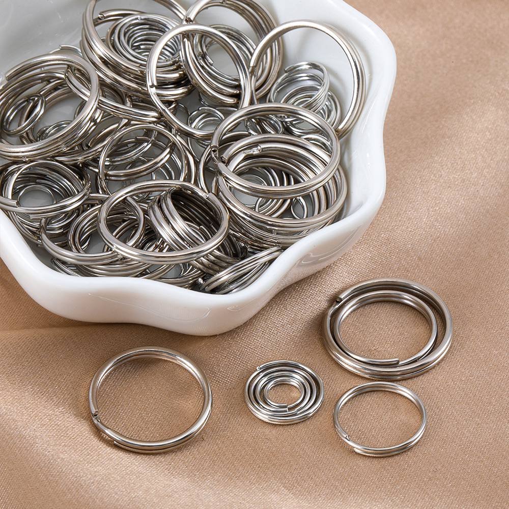 50 stycken nyckelringar i rostfritt stål nyckelringar ring gör-det-själv nyckelringar ring smycken hänge ryggsäck tillbehör