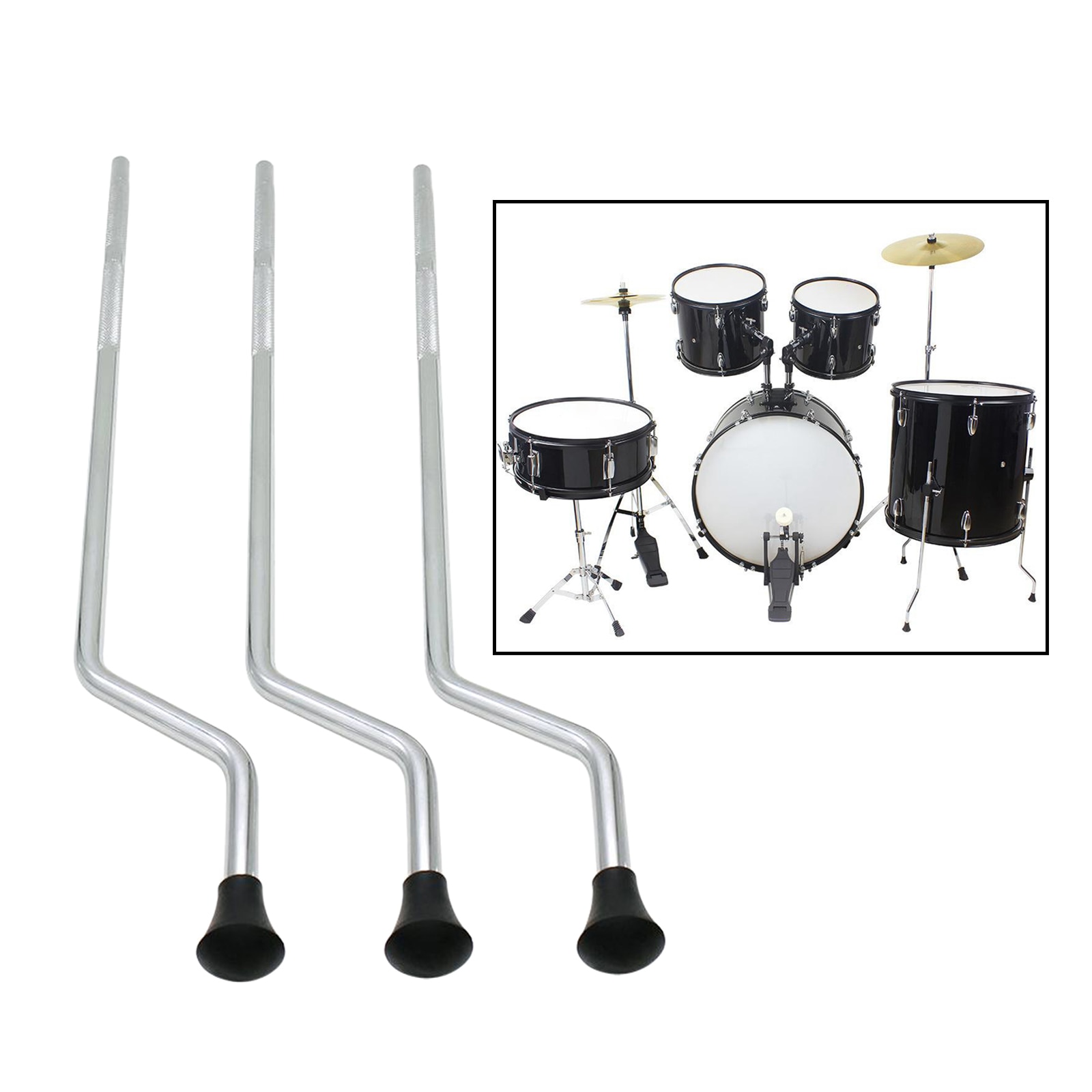 3Pcs Metal Floor Tom Drum Benen Houder Rubber Voeten Verstelbare Tom Drum Stand Benen Anti-Roest Non-slip Percussie Onderdelen Diy